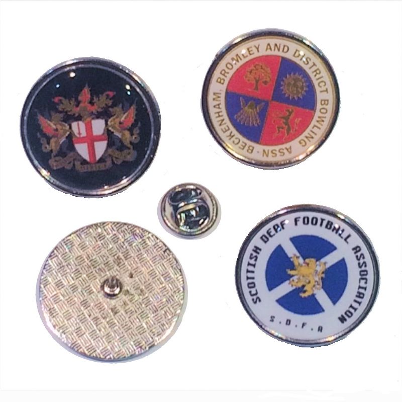 Premium Badge 25mm round silv clutch and printed dome